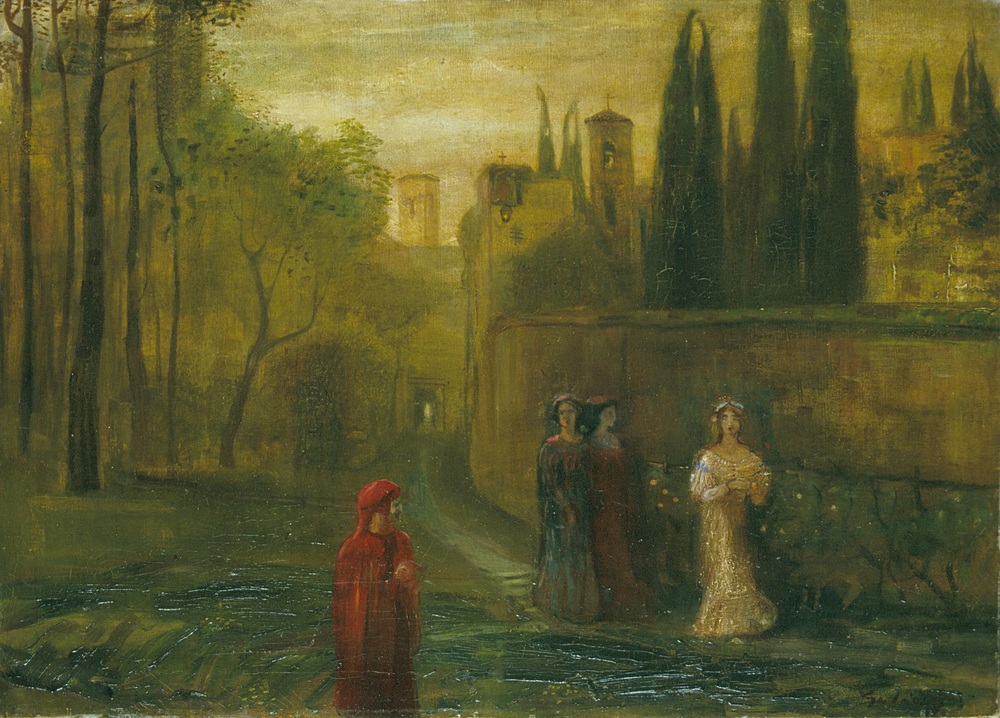 Gulácsy Lajos: Dante találkozása Beatricével, 1906 körül © Magyar Nemzeti Galéria Gulácsy Lajos: Dante találkozása Beatricével, 1906 körül © Magyar Nemzeti Galéria