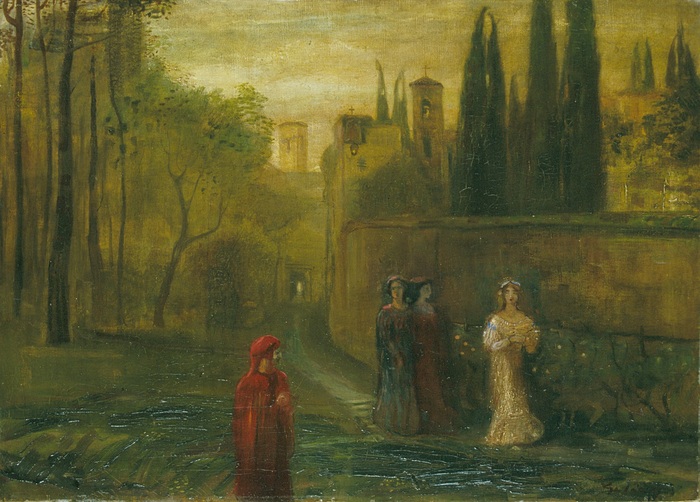 Gulácsy Lajos: Dante találkozása Beatricével, 1906 körül © Magyar Nemzeti Galéria